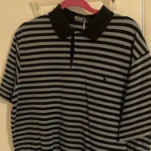 Polo by Ralph Lauren Black and Gray Striped Polo Shirt